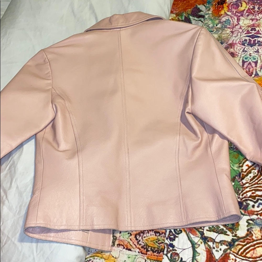Pale Pink Ruched Leather Jacket - Picture 4 of 4